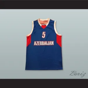 Alijevas 5 Azerbaijan Blue Basketball Jersey