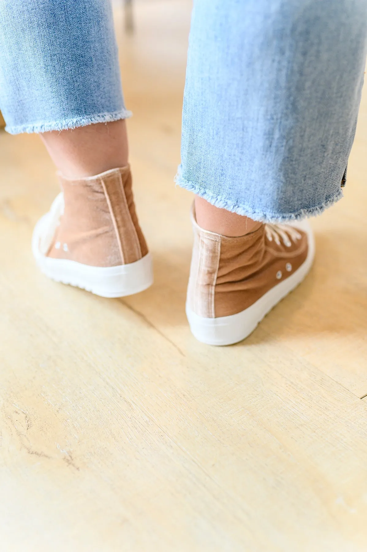 All Day Escapades Velvet High Tops in Tan