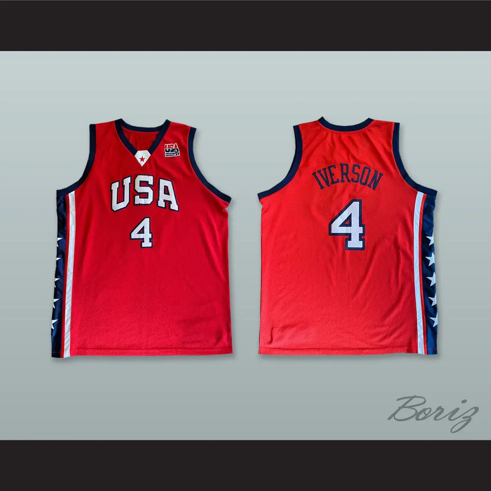Allen Iverson 4 USA Red Basketball Jersey