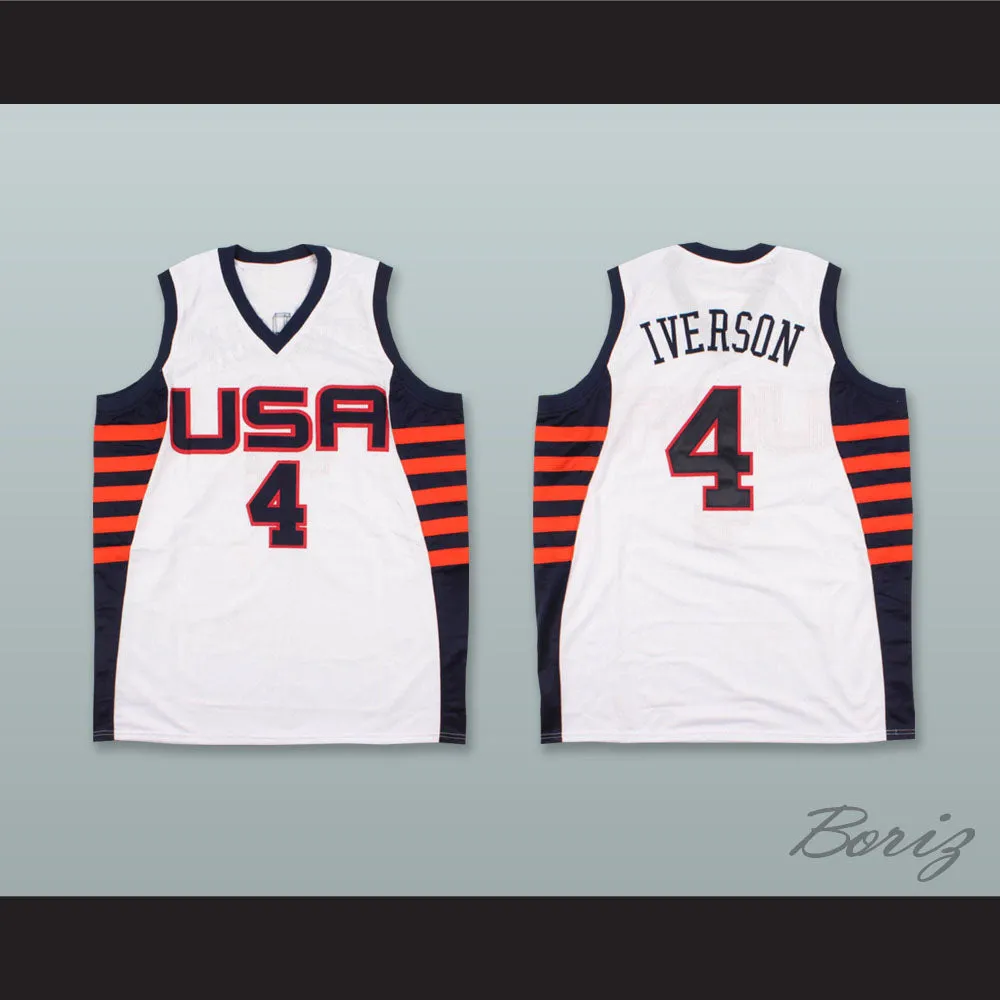 Allen Iverson 4 USA White Basketball Jersey