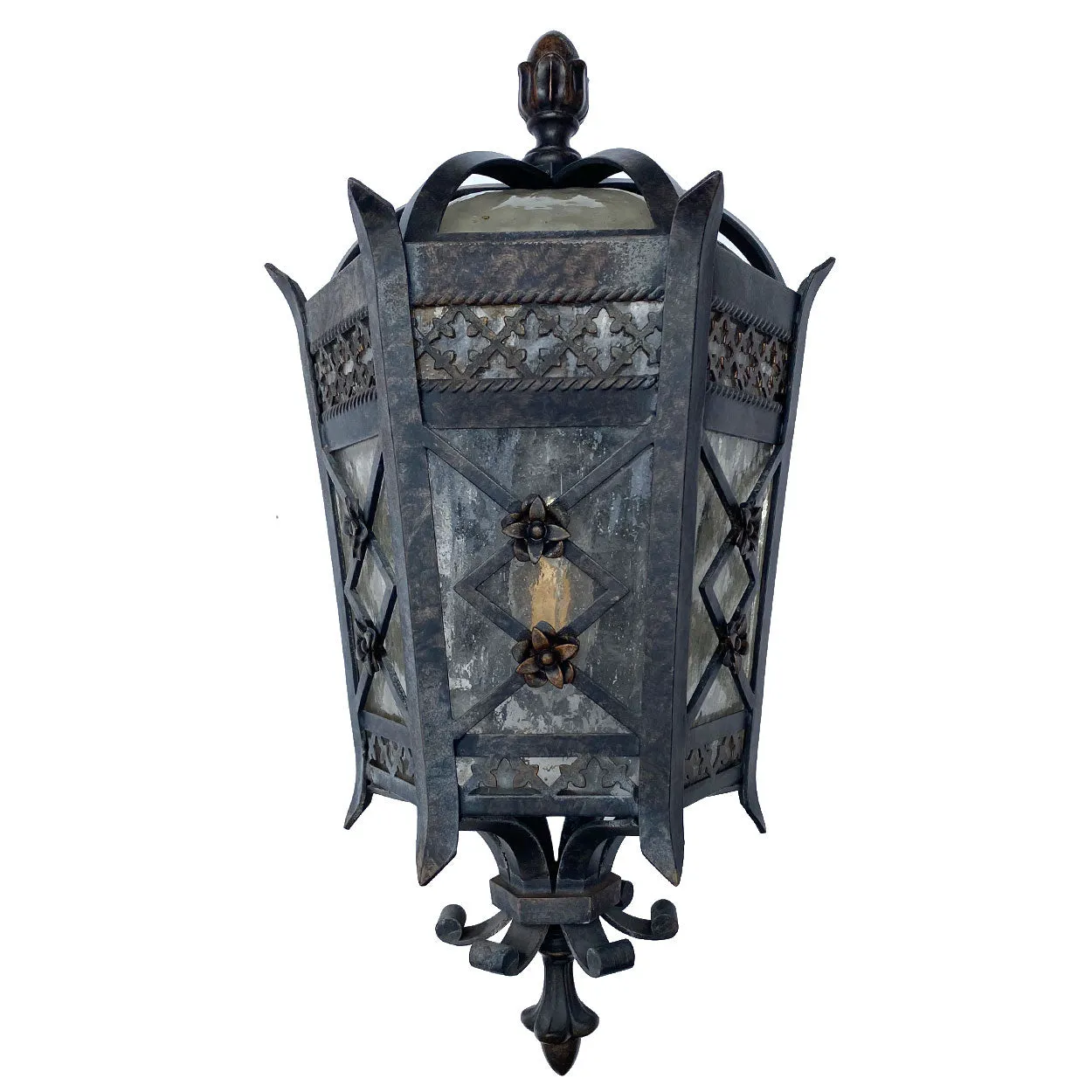 American Fine Art Lamps Brass and Glass Outdoor One-Light Wall Sconce Lantern
