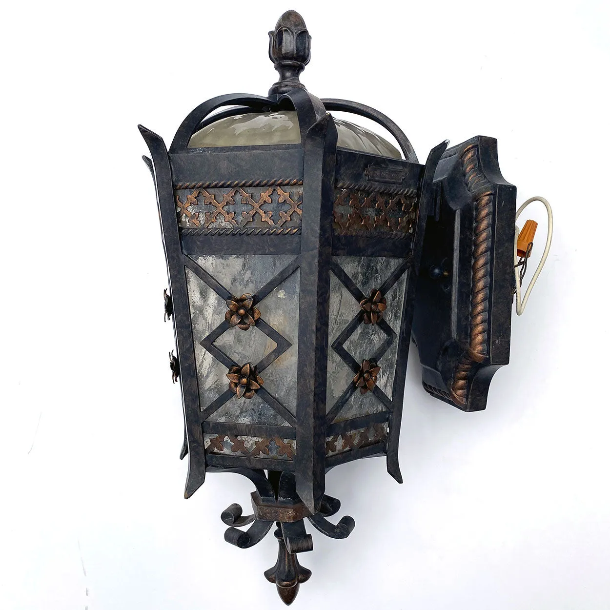 American Fine Art Lamps Brass and Glass Outdoor One-Light Wall Sconce Lantern