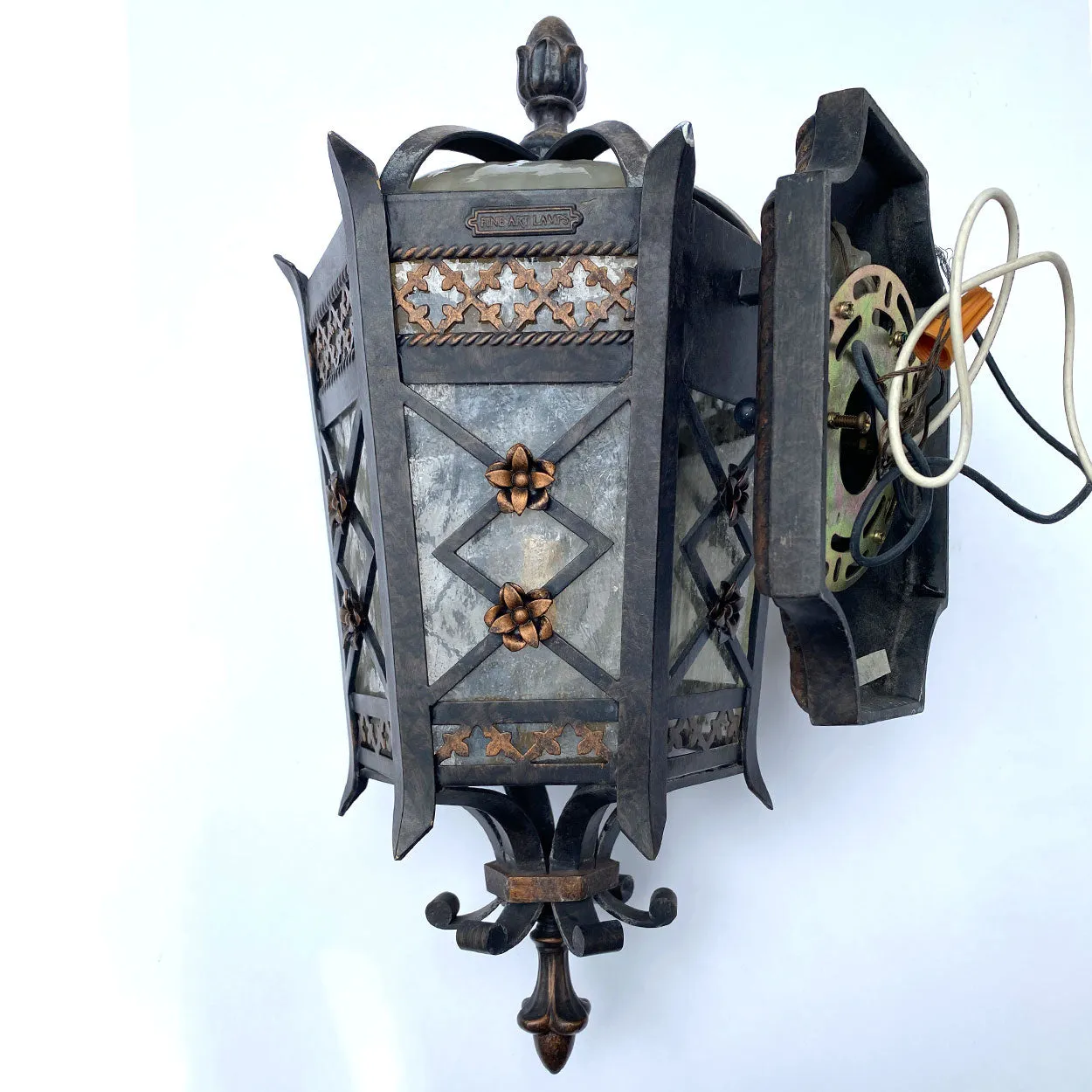 American Fine Art Lamps Brass and Glass Outdoor One-Light Wall Sconce Lantern