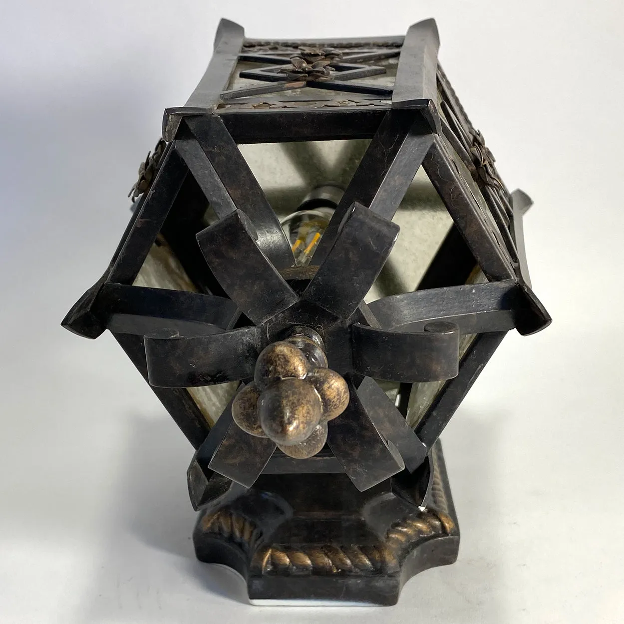 American Fine Art Lamps Brass and Glass Outdoor One-Light Wall Sconce Lantern