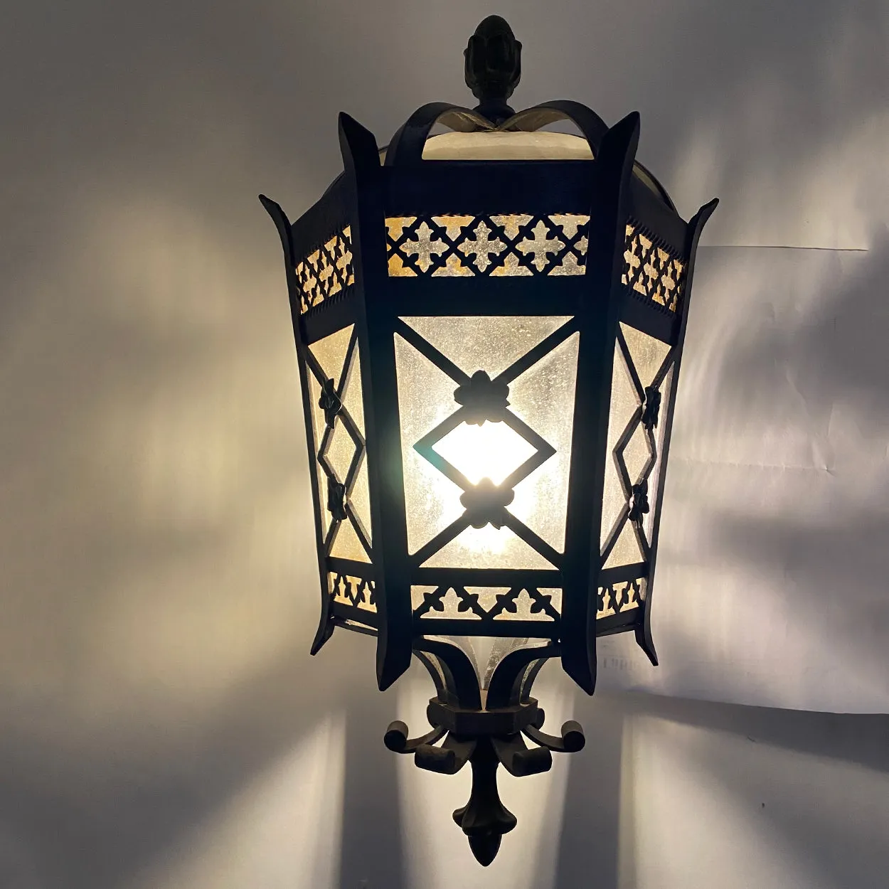 American Fine Art Lamps Brass and Glass Outdoor One-Light Wall Sconce Lantern