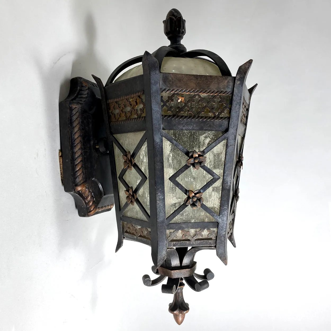American Fine Art Lamps Brass and Glass Outdoor One-Light Wall Sconce Lantern