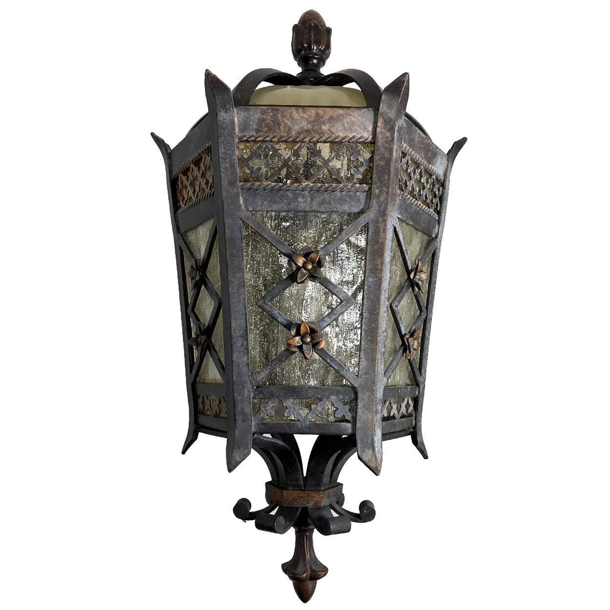 American Fine Art Lamps Brass and Glass Outdoor One-Light Wall Sconce Lantern