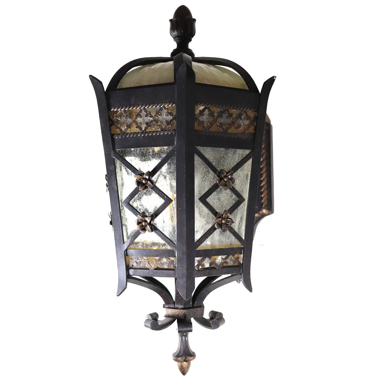 American Fine Art Lamps Brass and Glass Outdoor One-Light Wall Sconce Lantern