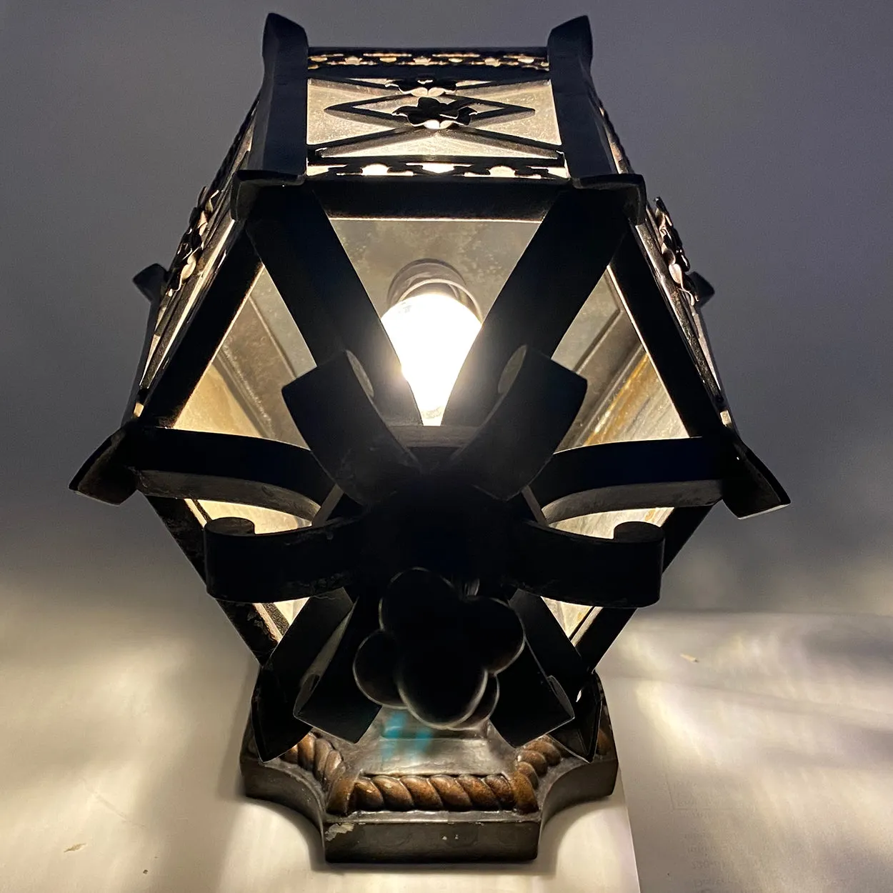 American Fine Art Lamps Brass and Glass Outdoor One-Light Wall Sconce Lantern