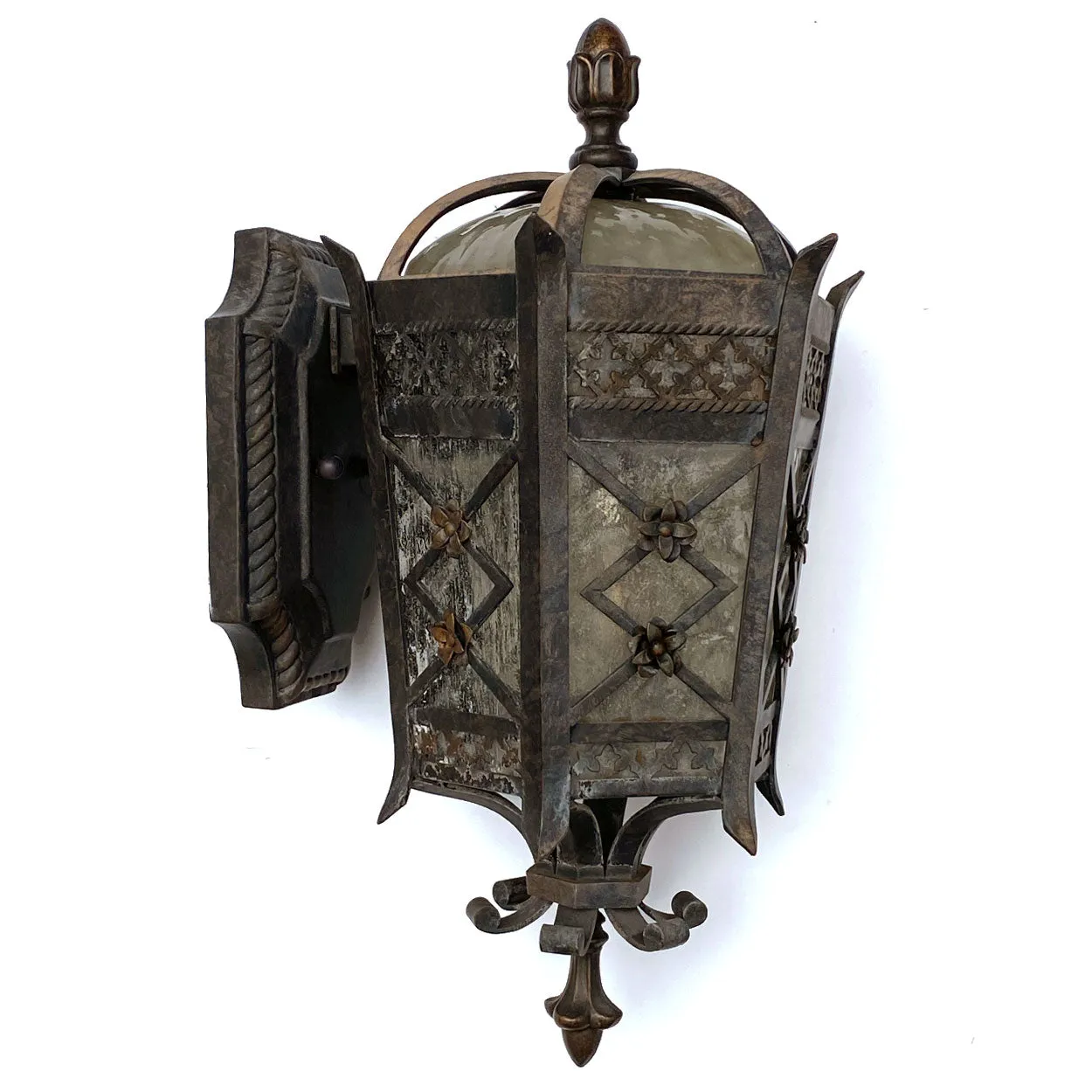 American Fine Art Lamps Brass and Glass Outdoor One-Light Wall Sconce Lantern