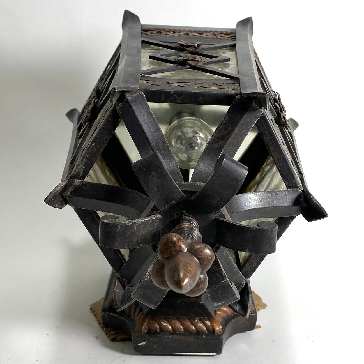 American Fine Art Lamps Brass and Glass Outdoor One-Light Wall Sconce Lantern