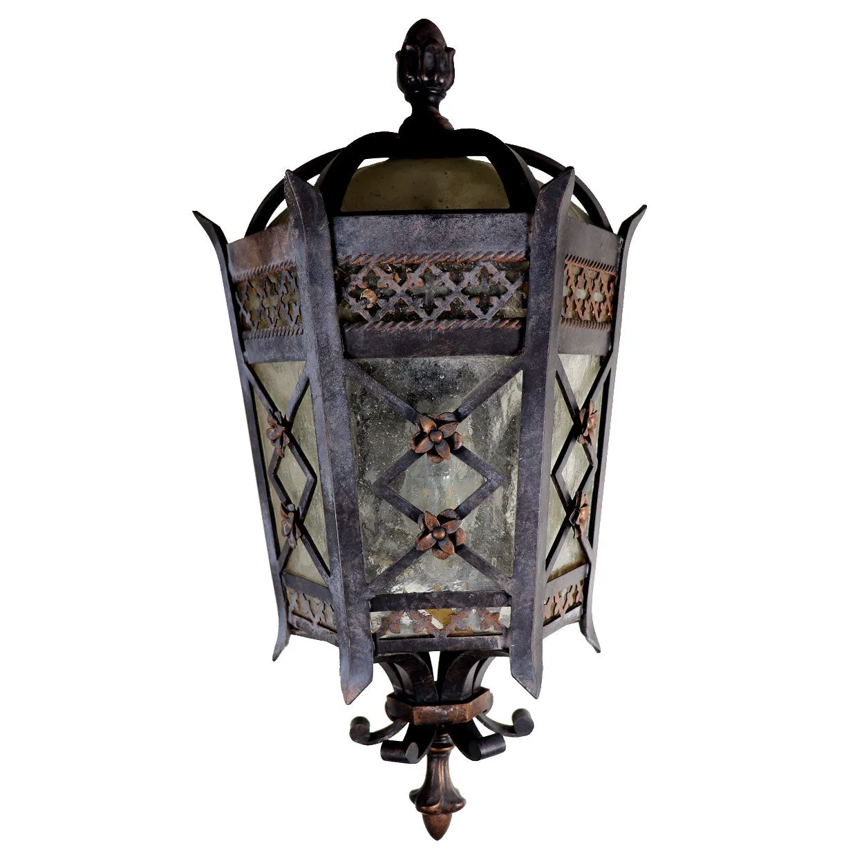 American Fine Art Lamps Brass and Glass Outdoor One-Light Wall Sconce Lantern