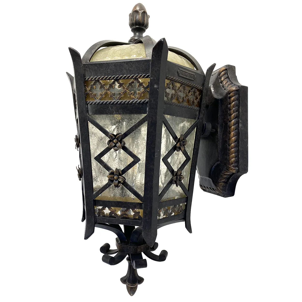 American Fine Art Lamps Brass and Glass Outdoor One-Light Wall Sconce Lantern