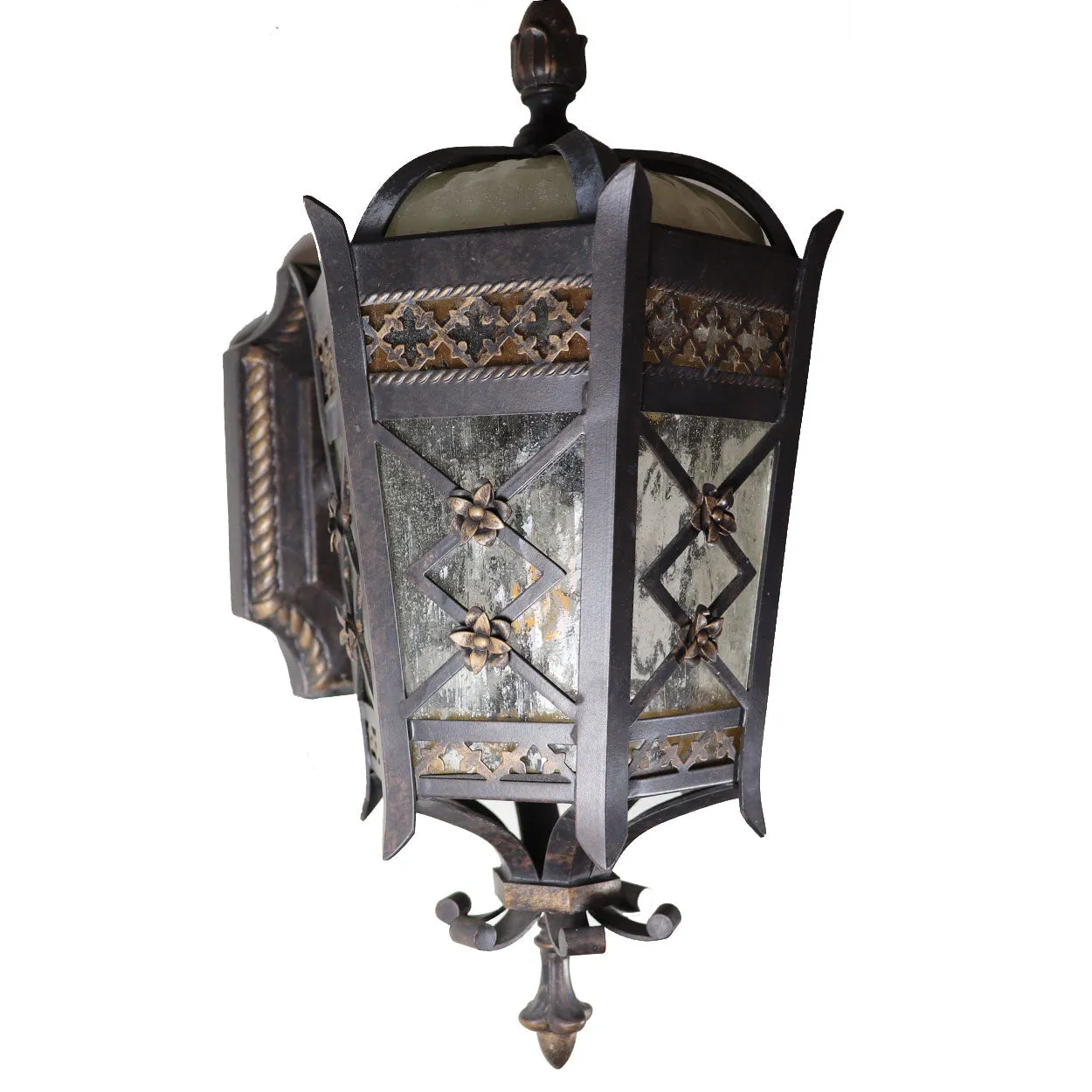 American Fine Art Lamps Brass and Glass Outdoor One-Light Wall Sconce Lantern