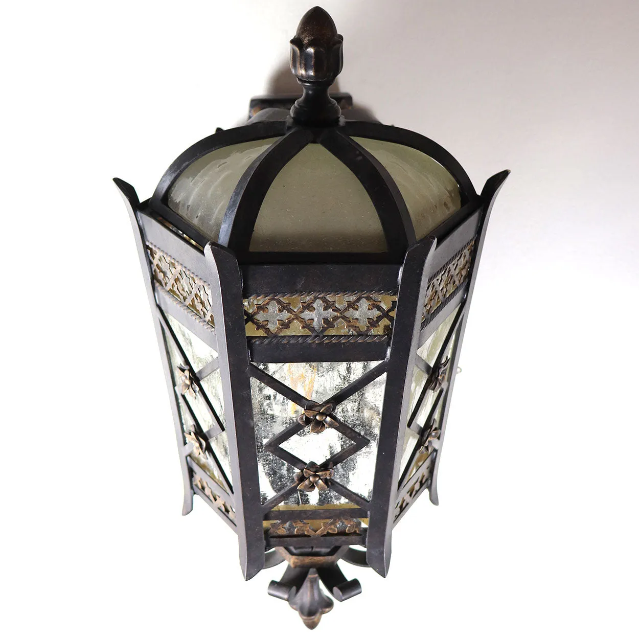 American Fine Art Lamps Brass and Glass Outdoor One-Light Wall Sconce Lantern