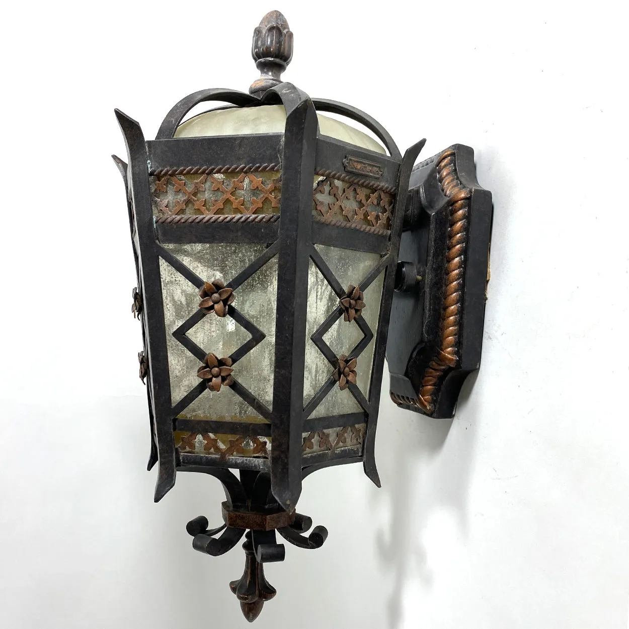 American Fine Art Lamps Brass and Glass Outdoor One-Light Wall Sconce Lantern