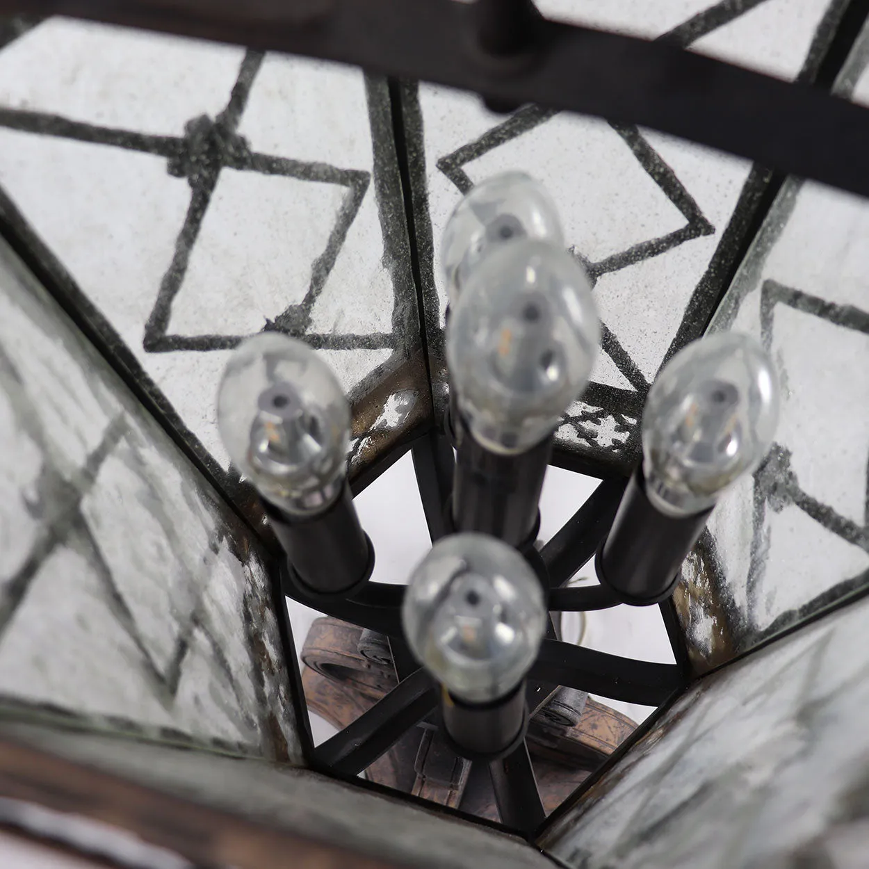 American Fine Art Lamps Chateau Brass and Glass Five-Light Outdoor Post Lantern