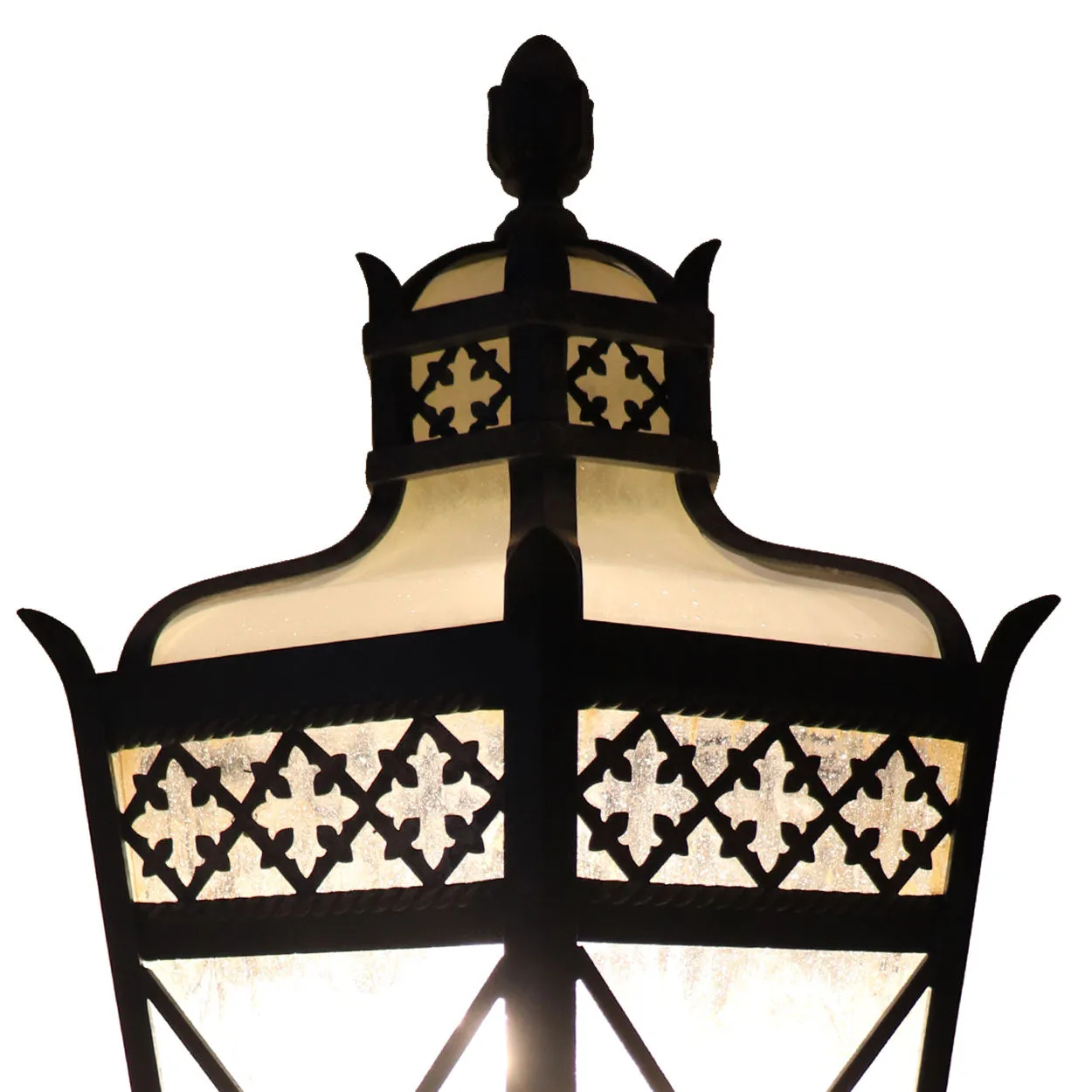 American Fine Art Lamps Chateau Brass and Glass Five-Light Outdoor Post Lantern