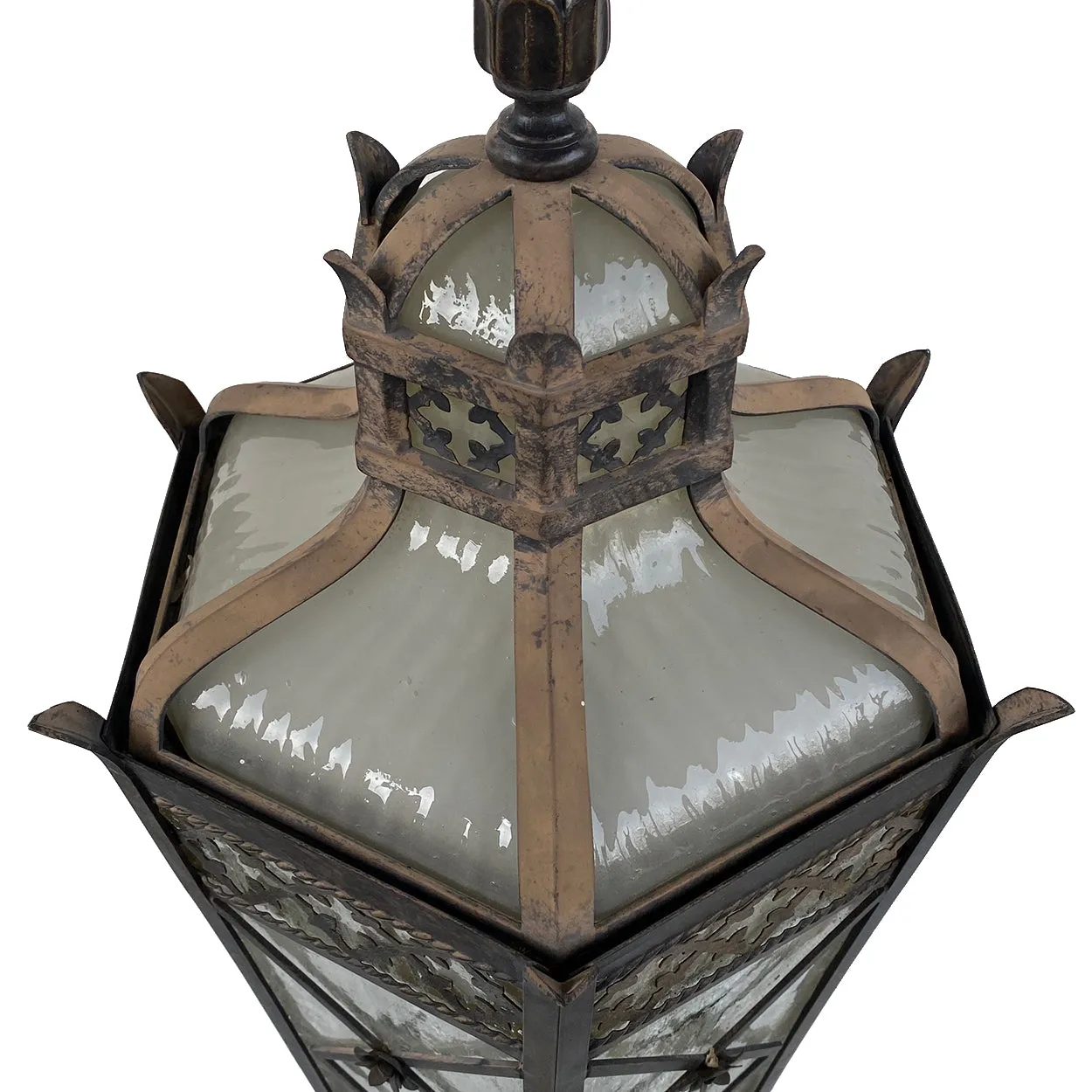 American Fine Art Lamps Chateau Brass and Glass Five-Light Outdoor Post Lantern