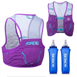 AONIJIE Lovtour Hydration Race Vest,2.5L Running Vest Lightweight Pack with 2 Soft Water Bottles Bladder for Marathoner Running Race Cycling Hiking Camping Biking (Purple(S-M))