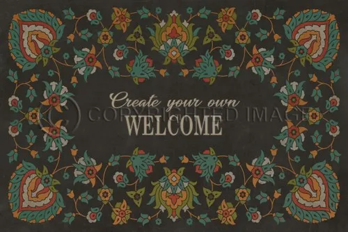 Arabic Floral "Transactions with Beauty" Customized Vinyl Mat - Spicher & Co.