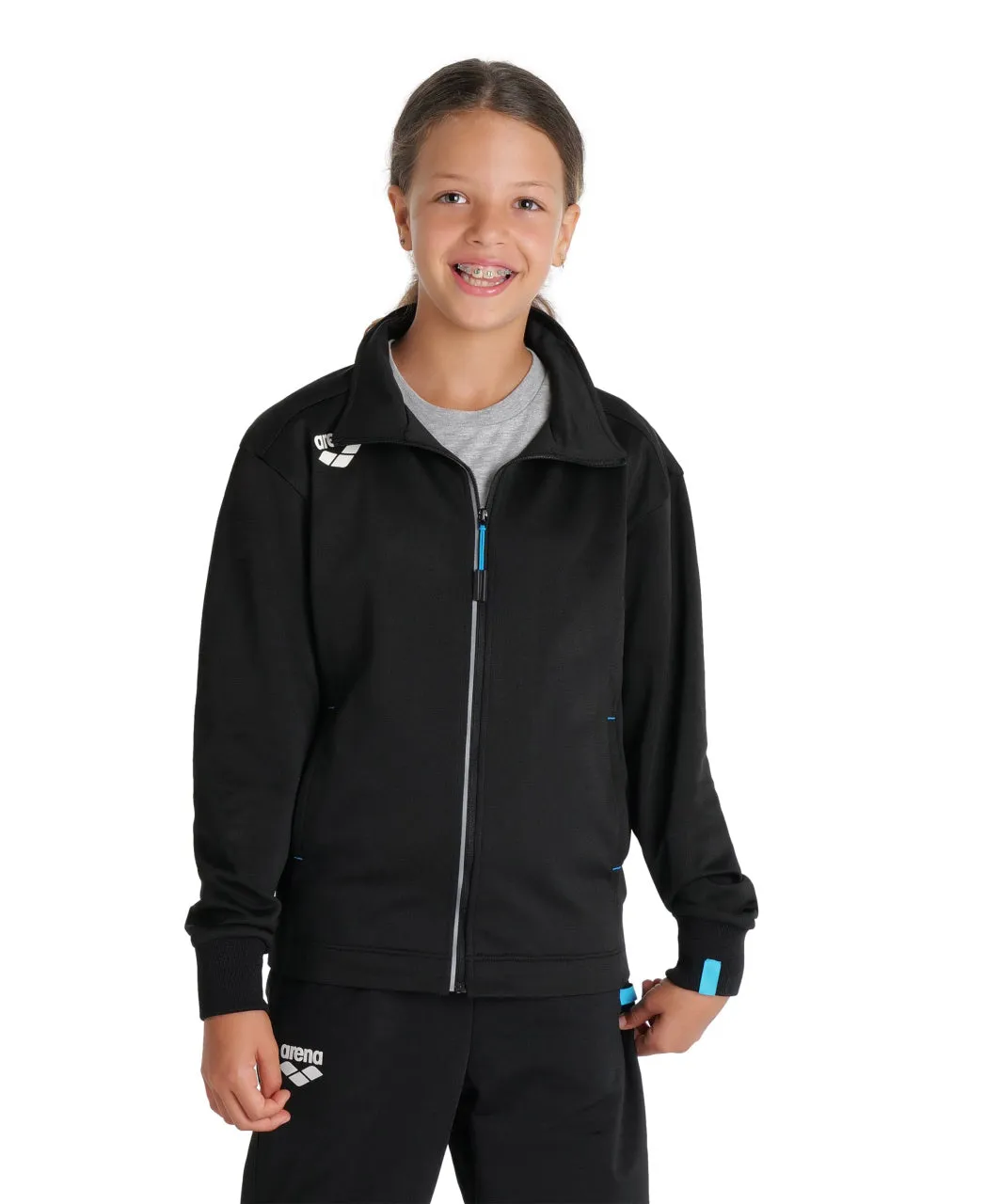Arena Team Junior Panel Knit Poly Track Jacket - Black