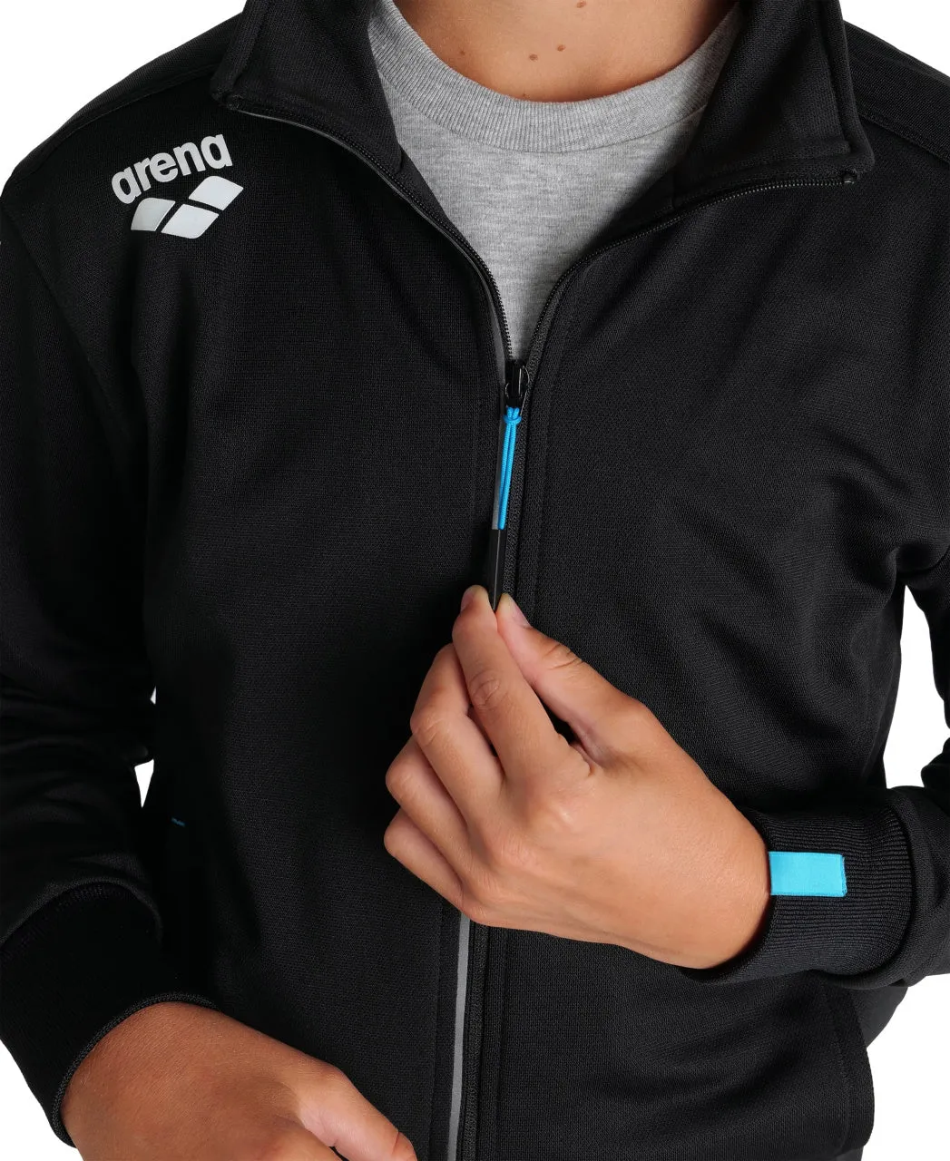 Arena Team Junior Panel Knit Poly Track Jacket - Black