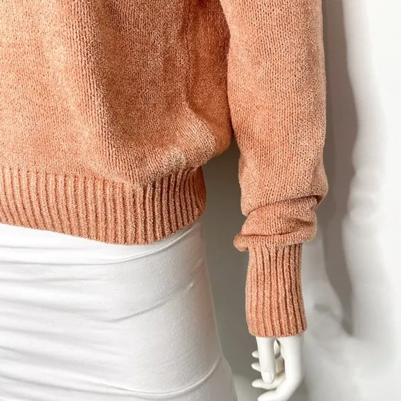 Aritzia Wilfred Free Corteta Lightweight Mockneck Sweater Tangerine Peach Orange