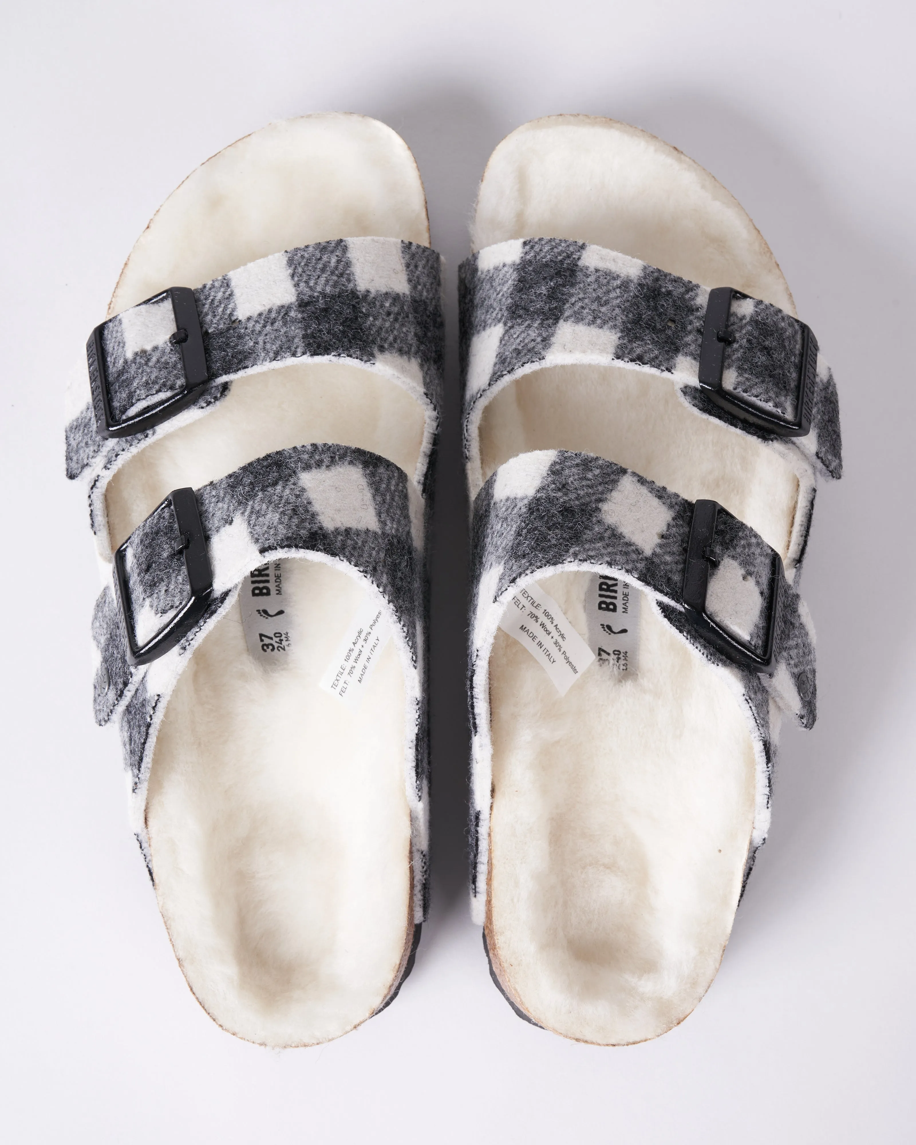 arizona - wool/shearling \ plaid white/natural