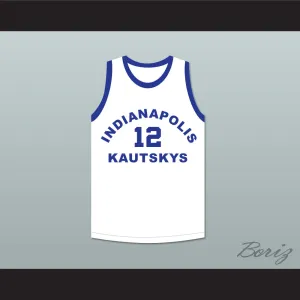 Arnie Risen 12 Indianapolis Kautskys White Basketball Jersey