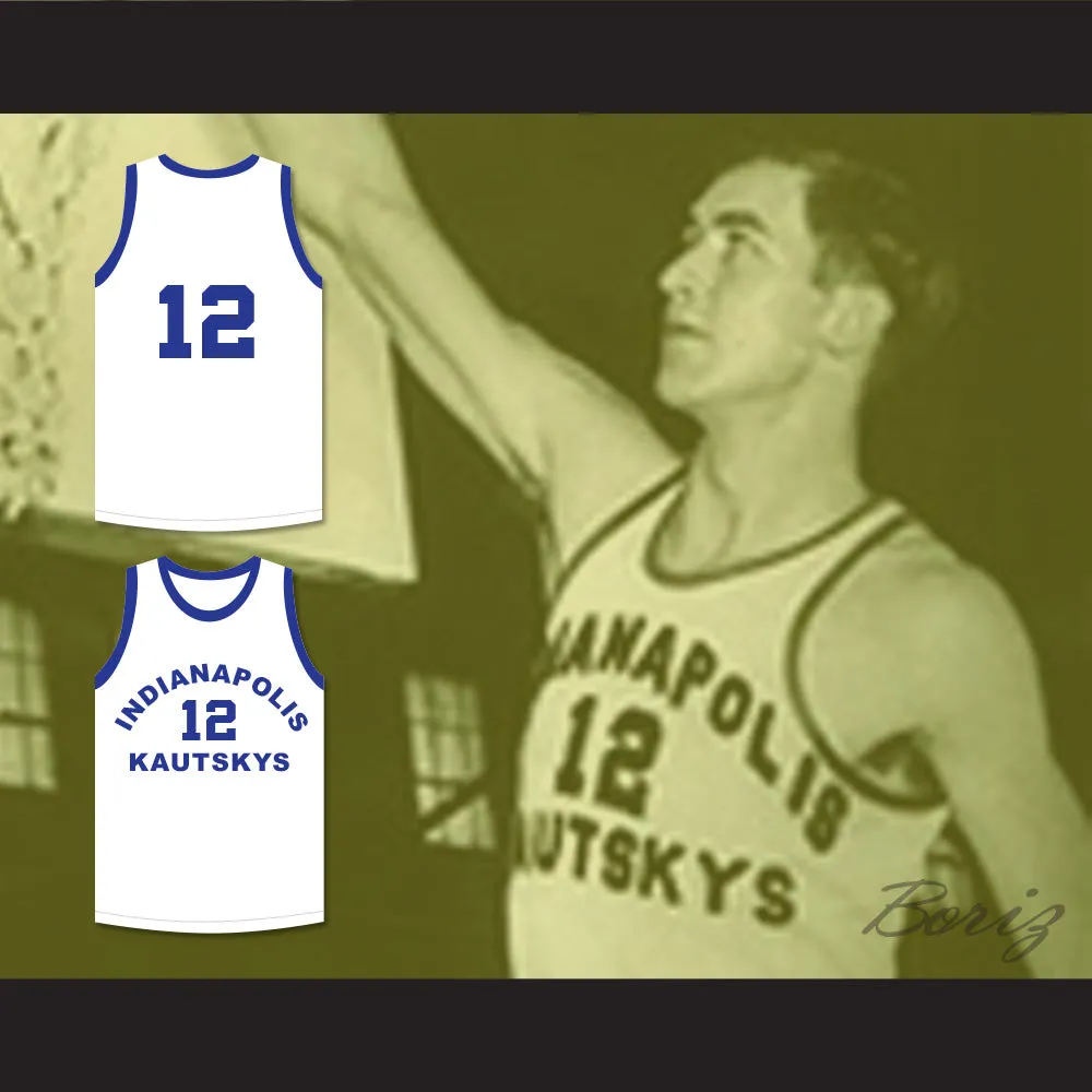 Arnie Risen 12 Indianapolis Kautskys White Basketball Jersey