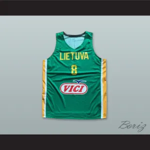 Arnoldas Kulboka 8 Lietuva Lithuania Green Basketball Jersey