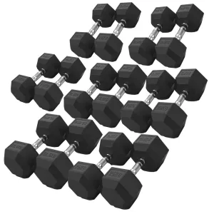 ARROW® 10-25kg Rubber Hex Dumbbell Package (7 Pair)