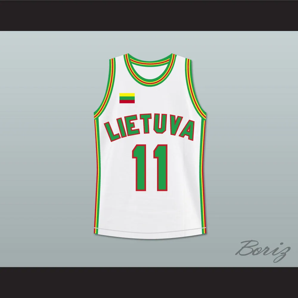 Arvydas Sabonis 11 Lithuania White Basketball Jersey 1