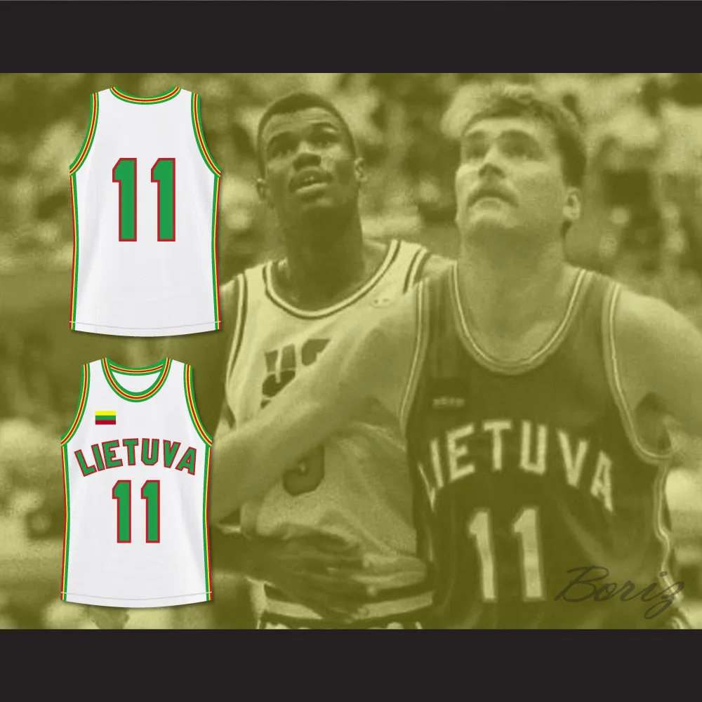 Arvydas Sabonis 11 Lithuania White Basketball Jersey 1