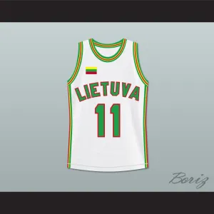 Arvydas Sabonis 11 Lithuania White Basketball Jersey 1
