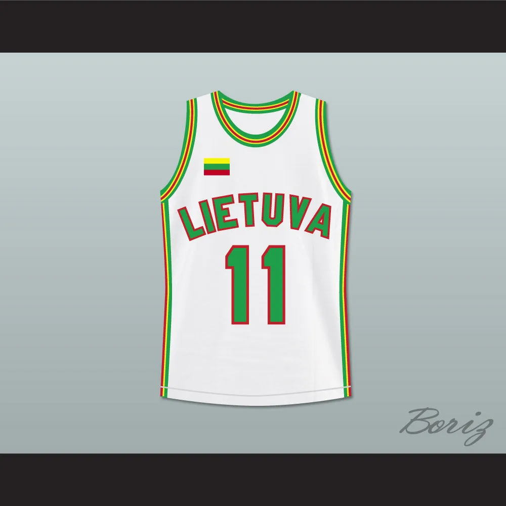 Arvydas Sabonis 11 Lithuania White Basketball Jersey 2