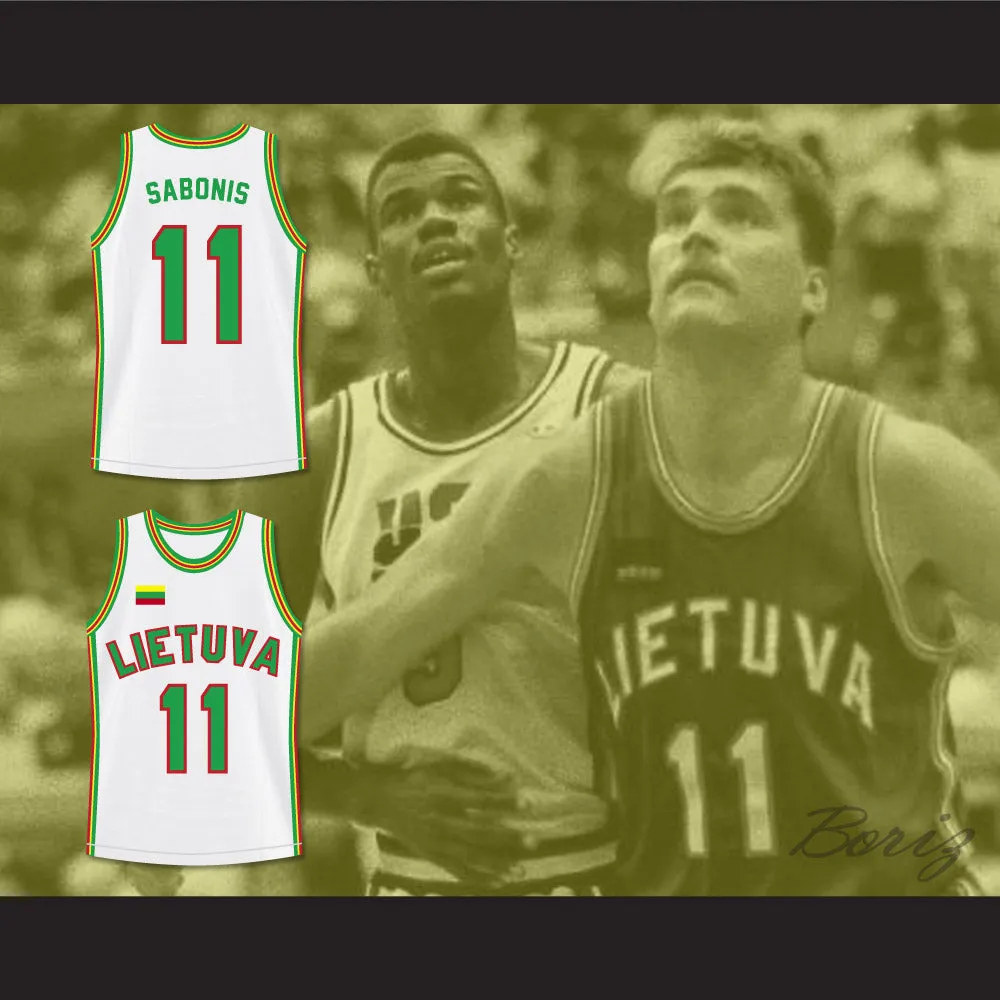 Arvydas Sabonis 11 Lithuania White Basketball Jersey 2