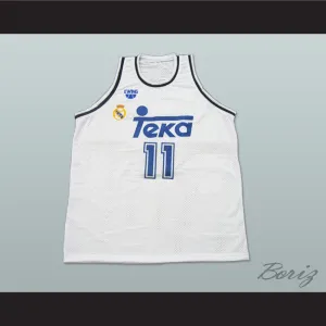 Arvydas Sabonis 11 Real Madrid White Basketball Jersey