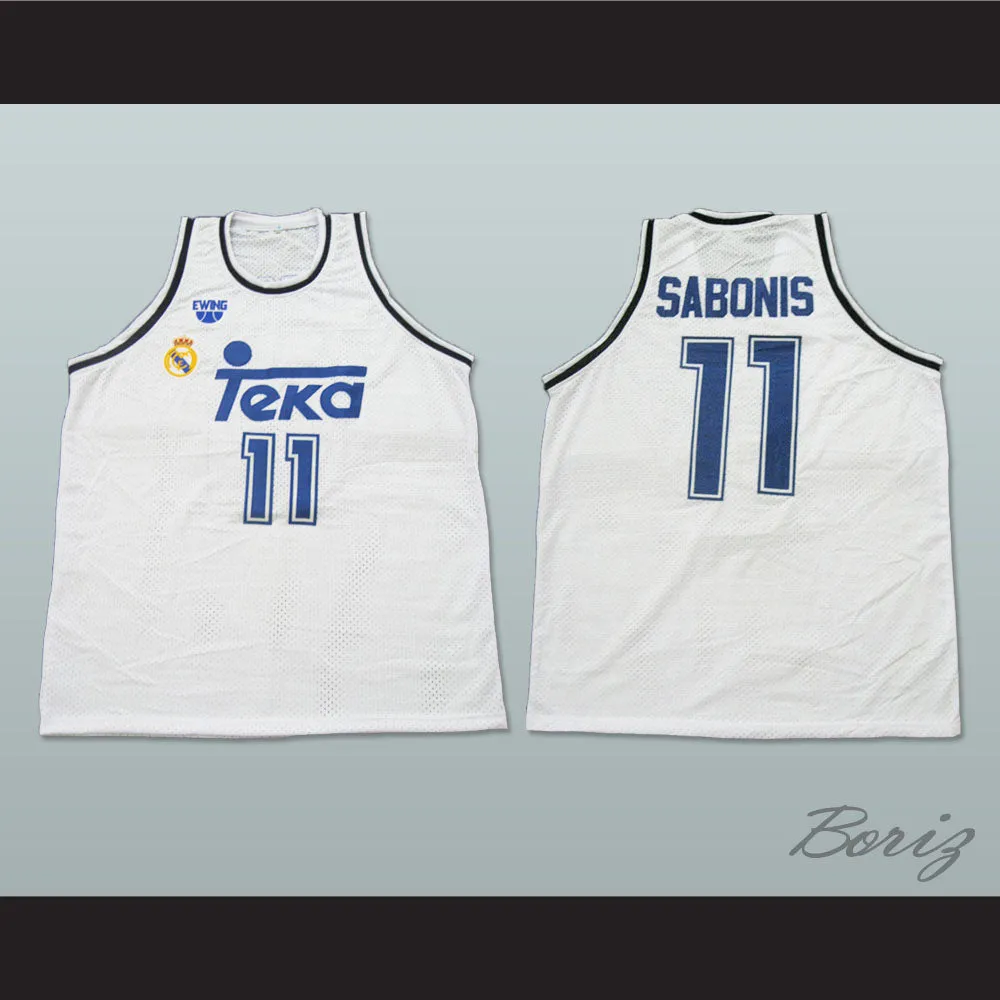 Arvydas Sabonis 11 Real Madrid White Basketball Jersey