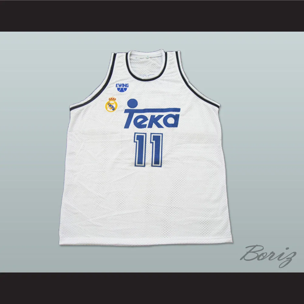 Arvydas Sabonis 11 Real Madrid White Basketball Jersey