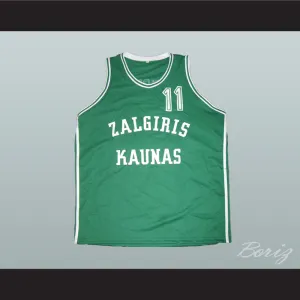 Arvydas Sabonis 11 Zalgiris Kaunas Green Basketball Jersey