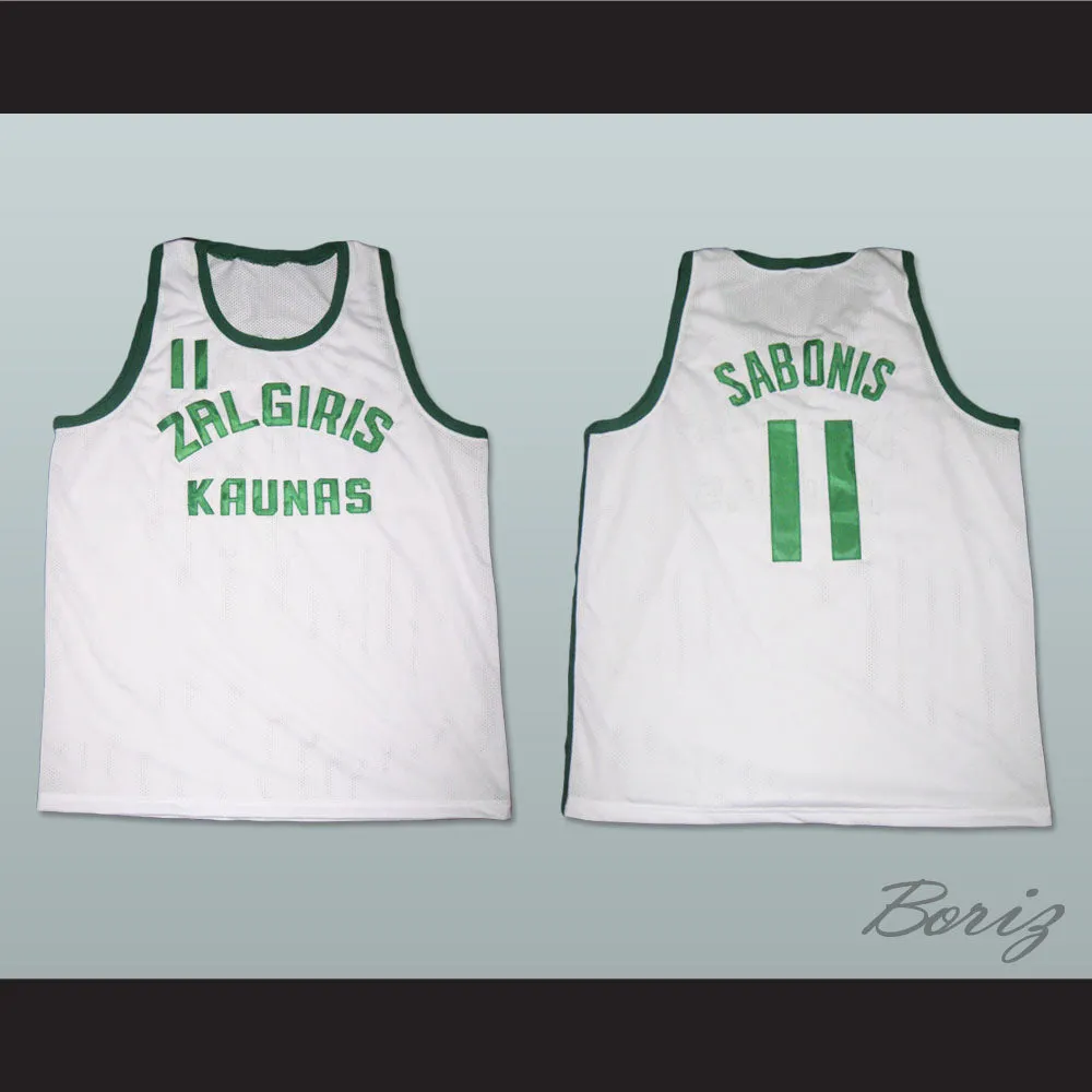 Arvydas Sabonis 11 Zalgiris Kaunas White Basketball Jersey