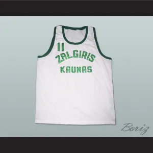 Arvydas Sabonis 11 Zalgiris Kaunas White Basketball Jersey