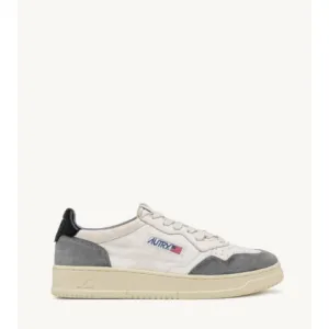 Autry Medaliist Low Sneakers in White, Grey and Black Suede and Leather