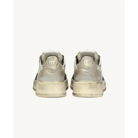Autry Medalist Low Super Vintage Sneakers in White, Black and Platinum