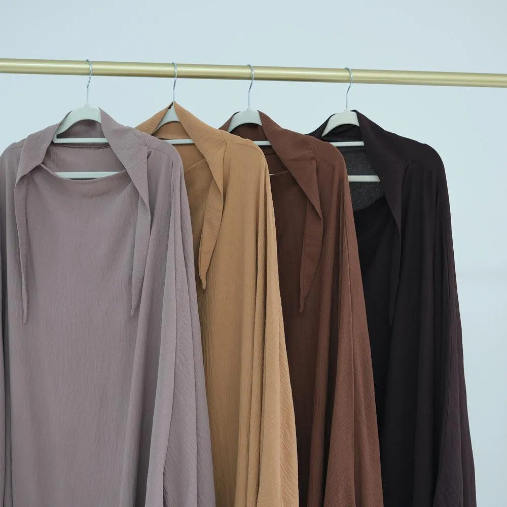Ayman One Layer Ruffle Edge Khimar Hijab in Dark Coffee