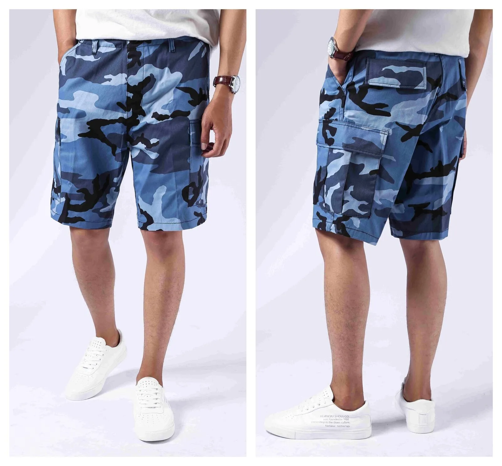 BACKBONE Mens Casual Cargo Shorts Army Military BDU Shorts with Zip Fly - Camo Colors
