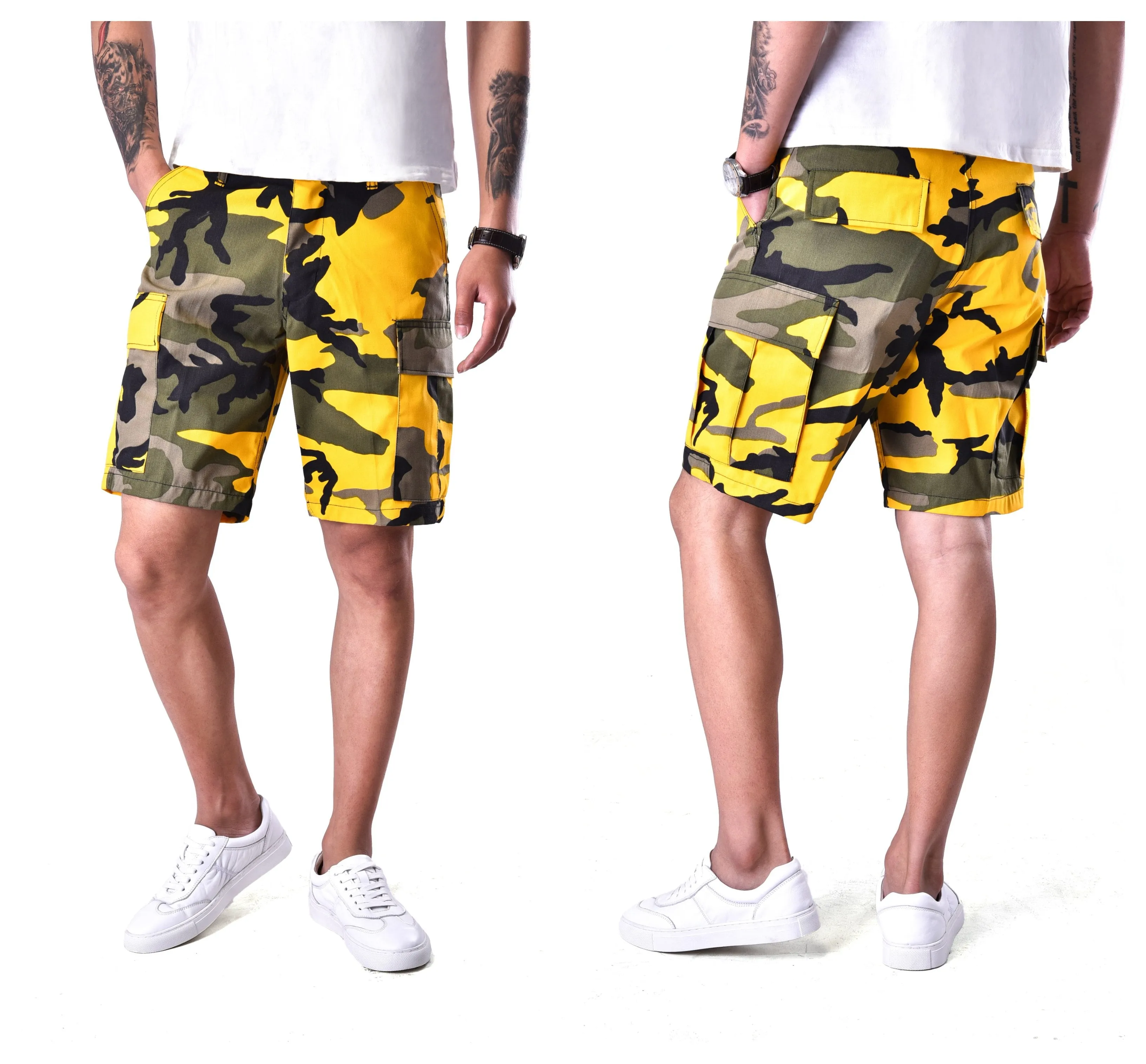 BACKBONE Mens Casual Cargo Shorts Army Military BDU Shorts with Zip Fly - Camo Colors
