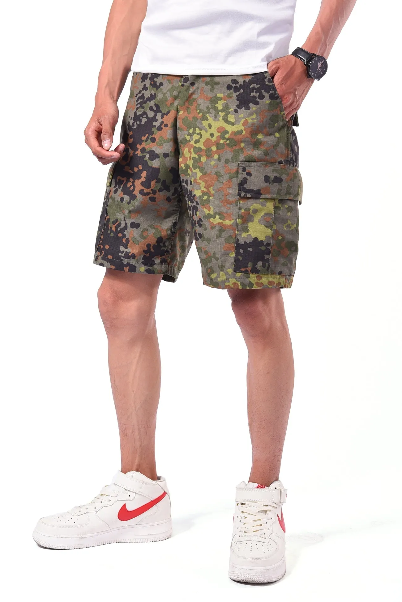 BACKBONE Mens Casual Cargo Shorts Army Military BDU Shorts with Zip Fly - Camo Colors